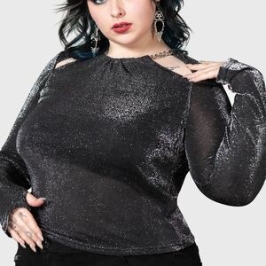 Killstar Metals Reflection Long Sleeve Glitter Top - NWT - XL